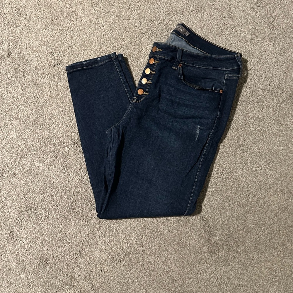 EUC Deep indigo skinny jeans size 33 womens “JUST USA” brand